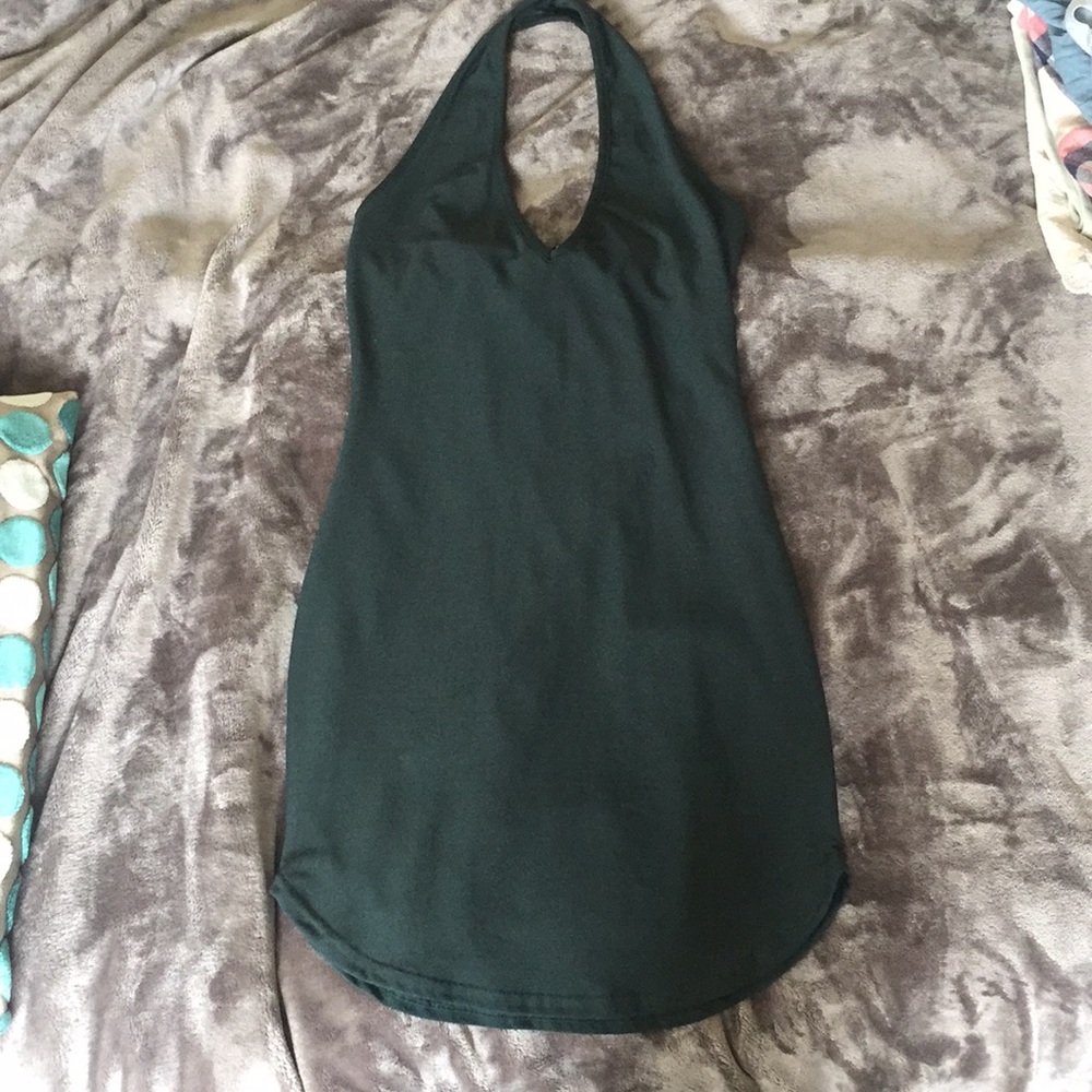 Green halter top bodycon mini dress